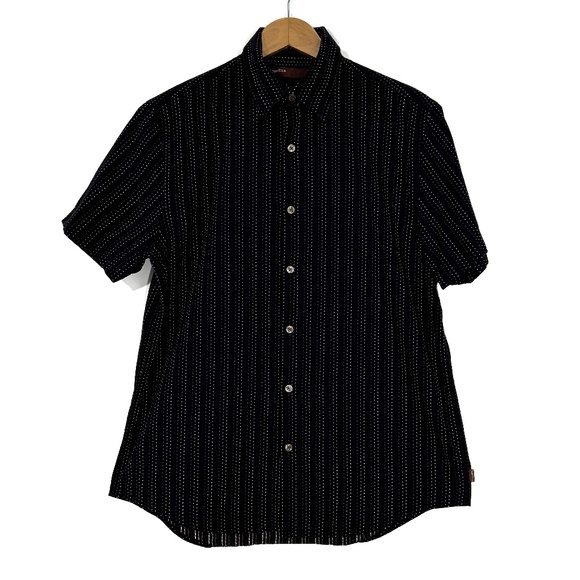 Perry Ellis Other - Perry Ellis Men’s Size Medium Black Polka Dot Stripes Cotton Short Sleeve Shirt